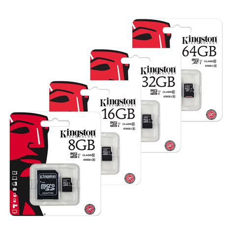 Kingston Micro Sd Sdhc Memory Card 45mbs Uhs 1 Class 10 And Full Size Sd