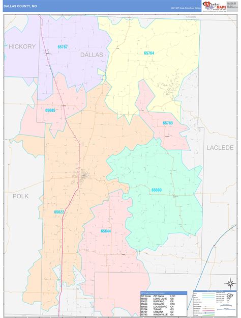 Dallas County Mo Wall Map Color Cast Style By Marketmaps