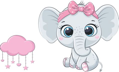 Cute Elephant Baby Girl Png Clipart
