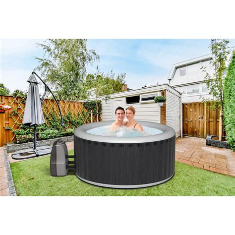 Jleisure Avenli 800 Liter 53 Inch 4 Person Inflatable Round Hot Tub Spa Black