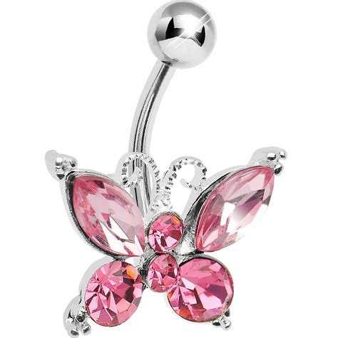 Body Candy Pink Elegance Butterfly Belly Button Ring