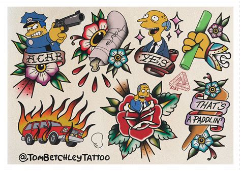 Simpsons Tattoo Style A Flash Sheet Etsy