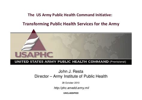 The Us Army Public Health Command Initiative Transforming Public Hea