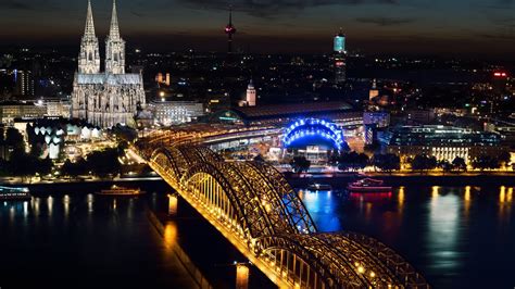 Wallpaper Id 14800 Night City Architecture Bridge Cologne City