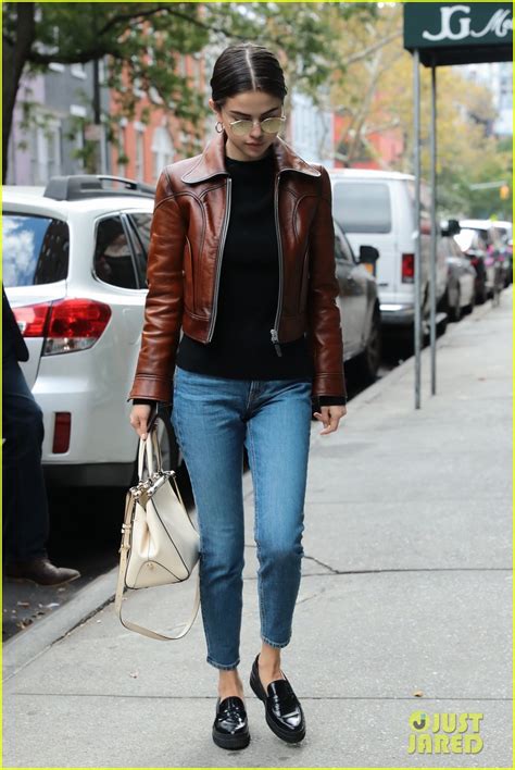 Selena Gomezs Brown Leather Jacket Is A Gorgeous Fall Essential Photo 1114461 Photo Gallery