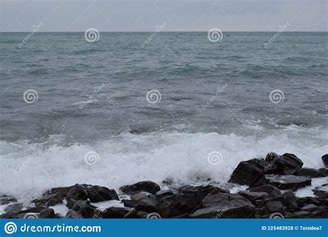 Beautiful Seascape Black Sea Waves Pebble Beach Stock Photo Image