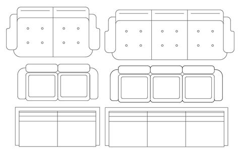 Sofa Set Autocad Blocks Furniture Drawing Cadbull