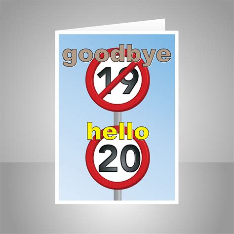 Funny 20th Happy Birthday Card For Him For Her Speed Sign 20 Birthday