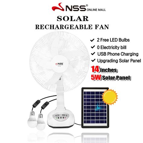 Nss 14solar Fan Solar Electric Fan Rechargeable Fan Solar Panel