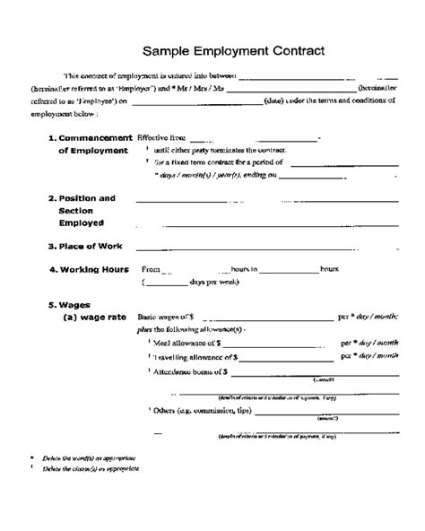 Employment Agreement Contract Template Free Printable Documents 50