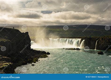 Godafoss Waterfall Or Waterfall Of The Gods North Iceland Stock Image