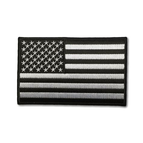 Embroidered 5 American Us Flag Black And White Iron On Sew On Patch
