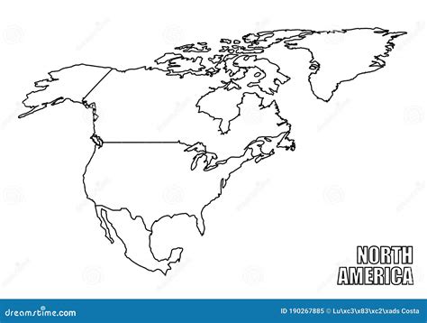 Mapa Esquemático De América Del Norte Stock de ilustración