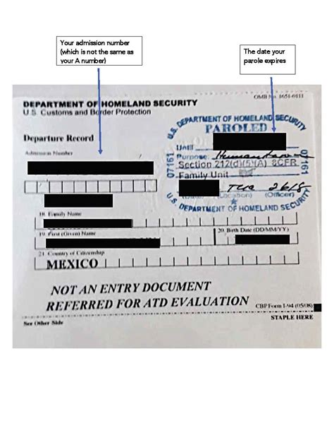 Parole Document 1 Card I 94 Resources For Asylum Seekers