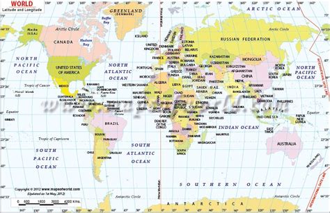 World Map With Latitude And Longitude Maps Pinterest Geography