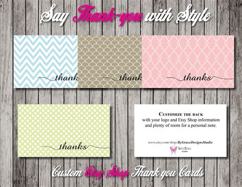 Custom Thank You Cards With Logo Set Of Trendy Thank You Etsy