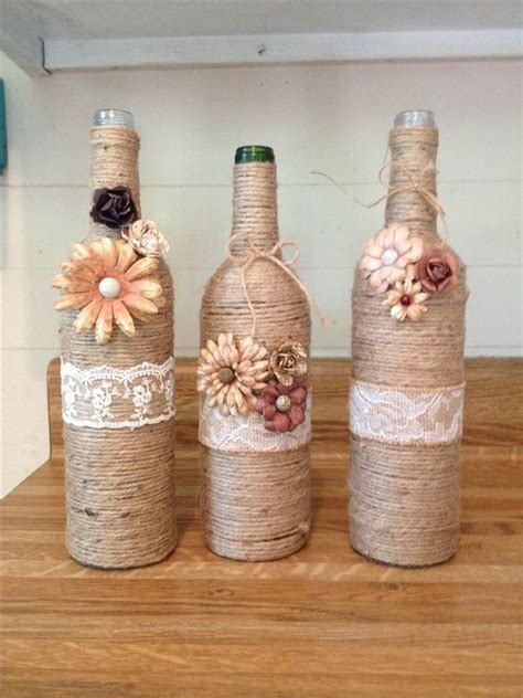 This diy craft idea is a good way to reuse. DIY twine wine bottles. Home decor on a budget | Projects ...