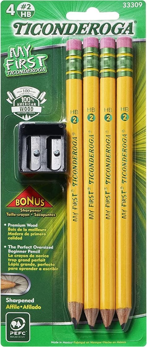 Ticonderoga My First Wood Cased Pencils Pre Sharpened 2 Hb With Sharpener