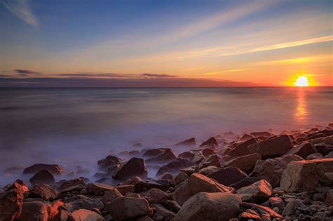 Sea Stones Stone Coast Horizon Sunset Hd Wallpaper Peakpx