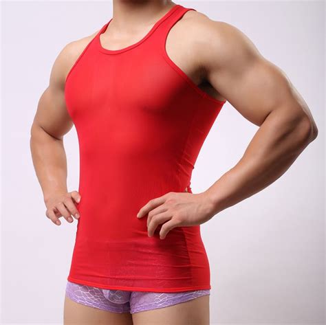 2017 Summer Style Brand New Mesh Transparent Men Sexy Bodybuilding Tank