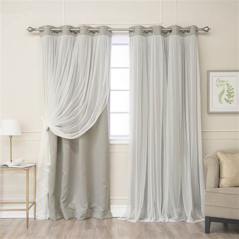 Aurora Home Gathered Tulle Overlay Blackout Curtain Panel Pair