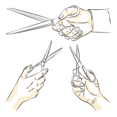 Hand Sketch Holding Scissors Vector Art At Vecteezy