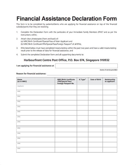 Free 7 Sample Financial Declaration Forms In Pdf Ms Word