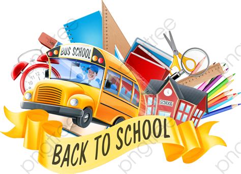 Vector School Bus School Supplies, School Clipart, Bus Clipart, School ...