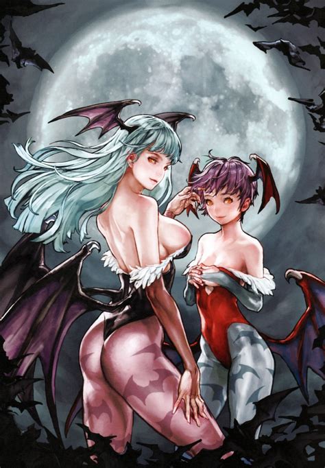 Morrigan Aensland And Lilith Aensland Vampire Drawn By Leemin Piyo
