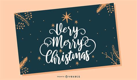 Merry Christmas Lettering Card Vector Download
