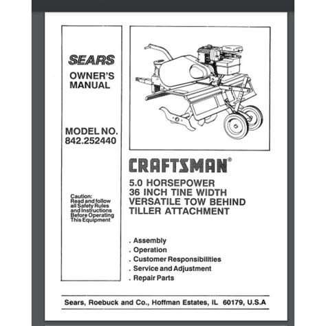 Sears Craftsman Tow Behind Tiller 5 Horse 842252440 Owners Etsy