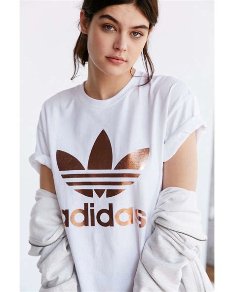 Adidas Originals Originals Metallic Logo T Shirt In White Lyst