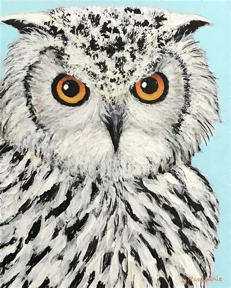 White Great Horned Owl Painting By Carole Martindale Fine Art America