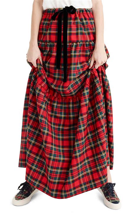 Jcrew Tartan Plaid Tiered Maxi Skirt Nordstrom Maxi Skirt Outfit