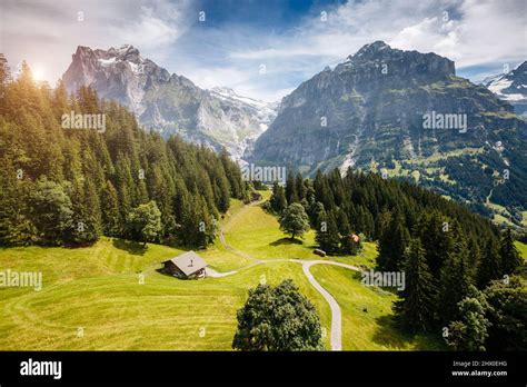 Impressive View Of Alpine Eiger Village Picturesque And Gorgeous Scene