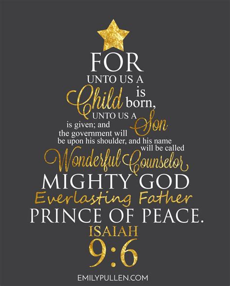 Printable Isaiah 96 For Unto Us A Child Is Born Etsy Christmas