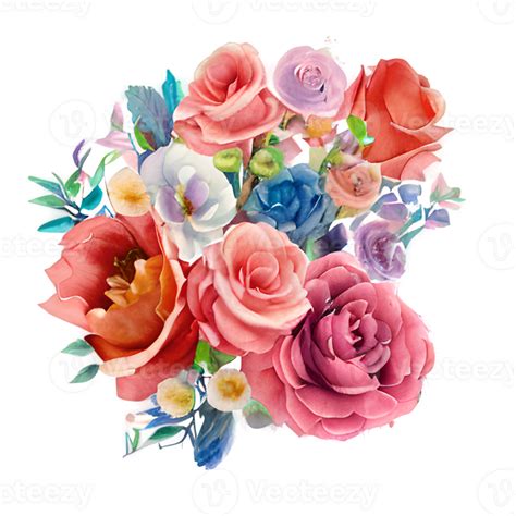 Bouquet Of Flowers Drawing Watercolor Flowers 24060691 Png