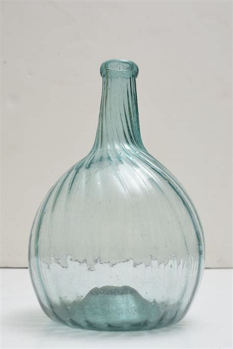 Antique Midwestern Hand Blown Swirled Aqua Glass Bottle Ebth
