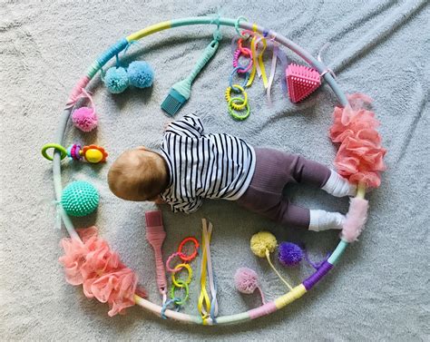 Diy Sensory Hula Hoop For Sensory Pls And Tummy Time Montessori Baby