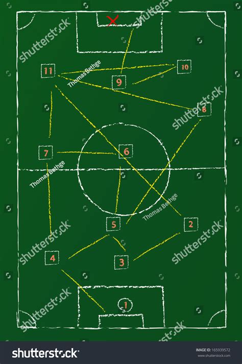 Soccer Tactics Diagram On Chalkboard Vector Vector De Stock Libre De