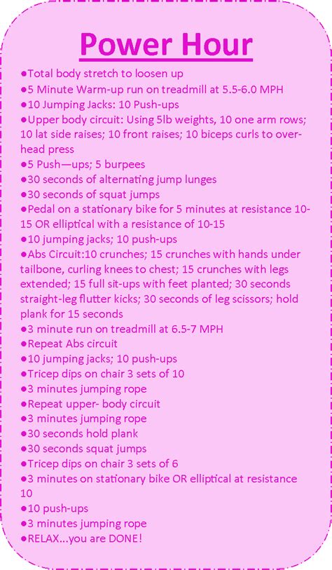 Power Hour Hour Workout Routine Hour Workout 1 Hour Workout
