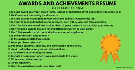10 Tips To List Awards And Achievements On Resume Careercliff