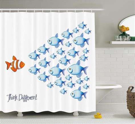 Novelty Geek Think Different Fishes Shower Curtains Funny Bathroom