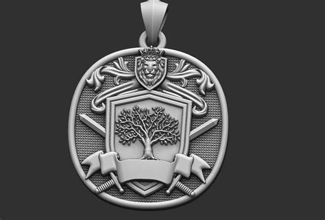 Coat Of Arms Lion Tree Brasao Ring And Pendant 3d Model 3d