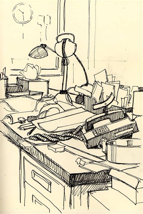 Sketch Of The Day Messy Desk