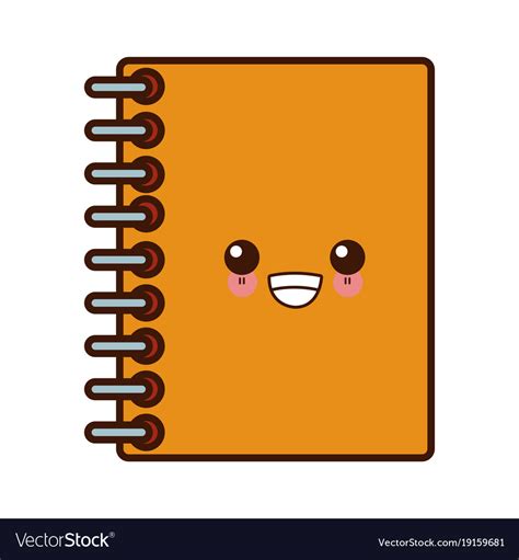 Notebook Closed Isolated Cute Kawaii Cartoon Vector Image