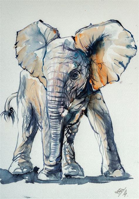 Kovacs Anna Brigitta Watercolor In 2020 Tiere Malen Elefant