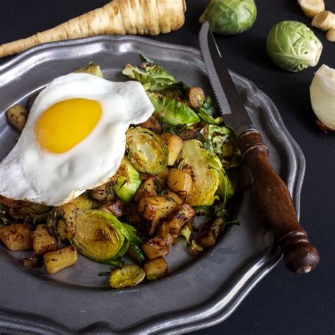 Brussel Sprouts And Parsnip Hash Thyme Of Taste Recipe Side