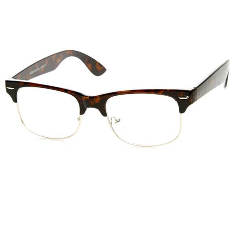 Vintage Inspired Rectangle Clubmaster Half Frame Clear Lens Glasses 8843 Zerouv Glasses