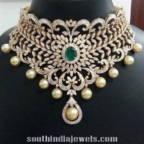 Heavy Bridal Diamond Choker Necklace South India Jewels